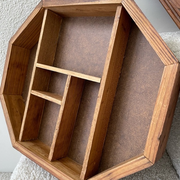 Vintage Wood Curio Knick Knack Display Case Shadow Octagonal Box - Picture 2 of 11